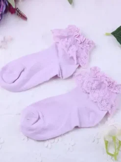 Chaussettes lolita coupe dentelle coton mixte pur bleu Déguisements Halloween