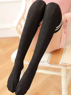Chaussettes Lolita en coton à rayures en tricot Lolita Knee High Déguisements Halloween