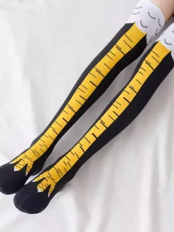Chaussettes unisexes amusantes à motif pattes de poulet chaussettes de yoga. Taille M : chaussettes mi-mollet ; L : chaussettes hautes.