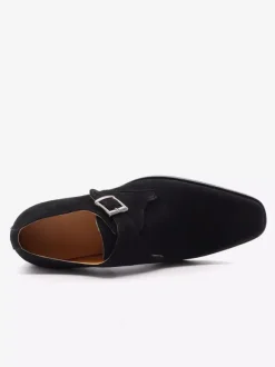 Chaussures à boucle pour homme mocassins à bout pointu en daim tendance en cuir mat