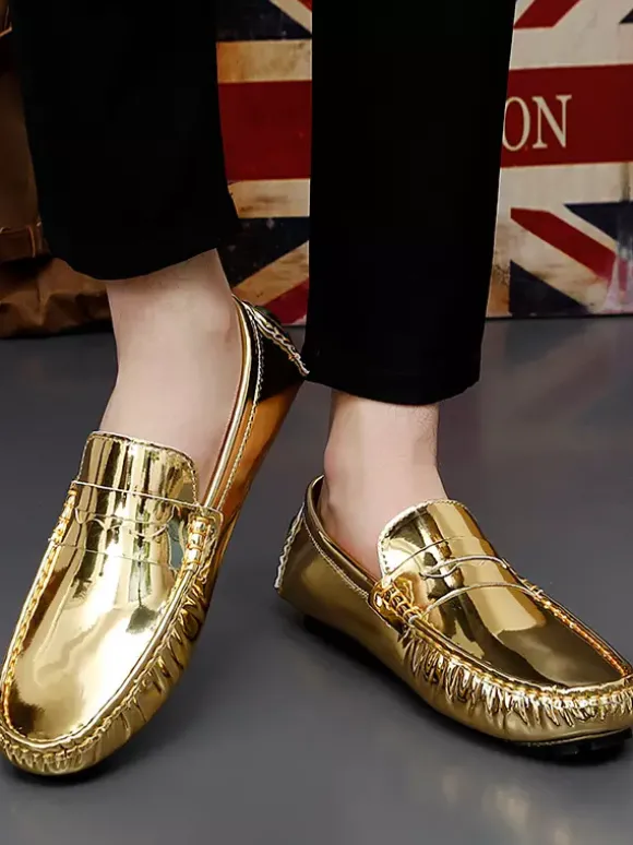 Chaussures décontractées pour hommes bout rond chaussures de conduite à enfiler