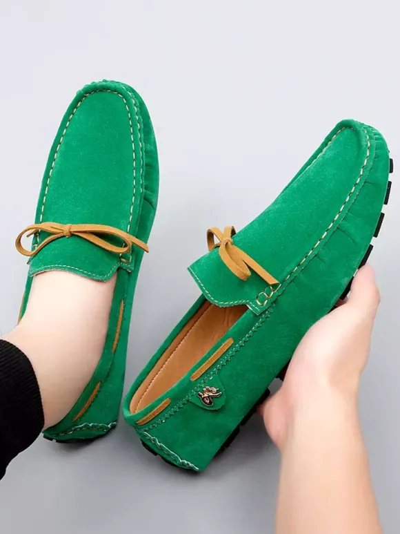 Chaussures décontractées pour hommes mocassins de conduite en daim avec n艙ud.