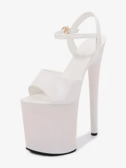 Chaussures De Danse De Pôle Blanc Sandales À Talons Hauts À Plate-forme Sexy