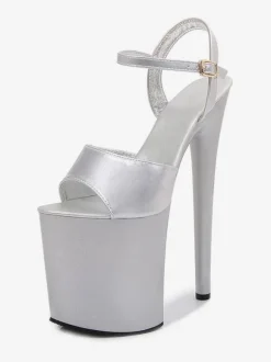 Chaussures De Danse De Pôle Blanc Sandales À Talons Hauts À Plate-forme Sexy