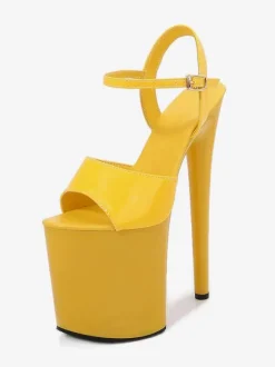Chaussures De Danse De Pôle Blanc Sandales À Talons Hauts À Plate-forme Sexy