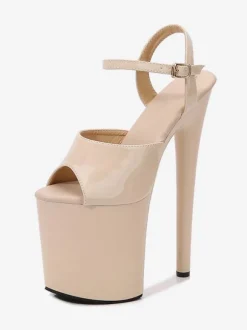 Chaussures De Danse De Pôle Blanc Sandales À Talons Hauts À Plate-forme Sexy