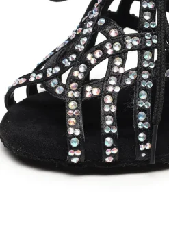 Chaussures de Danse Femme à Talons Hauts en Paillettes à Lacets Bicolores