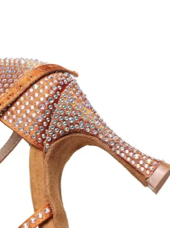 Chaussures de Danse Femme à Talons Hauts en Paillettes à Lacets Bicolores