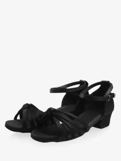 Chaussures de danse latine en polyester à bout rond et abricot foncé
