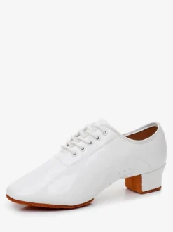 Chaussures de danse latine en cuir PU verni noir à bout rond