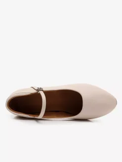 Chaussures de danse latine noires à bout rond style Mary Jane pour la danse de salon.