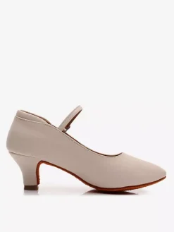 Chaussures de danse latine noires à bout rond style Mary Jane pour la danse de salon.