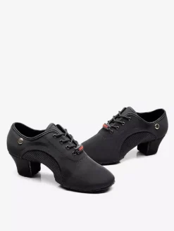 Chaussures de danse latine noires à bout fermé chaussures de danse de salon