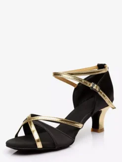 Chaussures de danse latine noires à bout ouvert chaussures de danse de salon