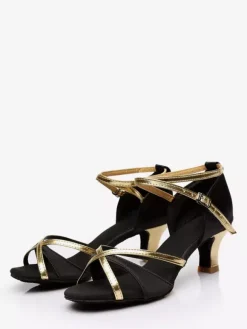 Chaussures de danse latine noires à bout ouvert chaussures de danse de salon