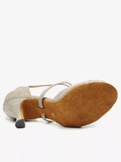 Chaussures de danse salsa et latine or claire talon sur-mesure