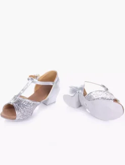 Chaussures de danse salsa et latines enfant argent pailletes