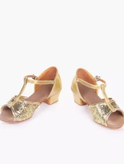 Chaussures de danse salsa et latines enfant argent pailletes