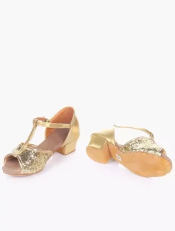Chaussures de danse salsa et latines enfant argent pailletes