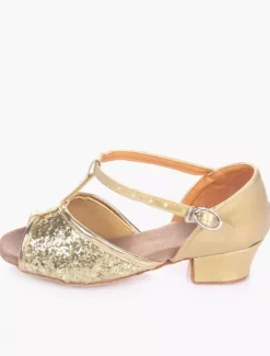 Chaussures de danse salsa et latines enfant argent pailletes