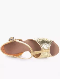 Chaussures de danse salsa et latines enfant argent pailletes