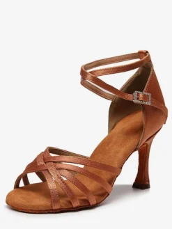 Chaussures de danse salsa et latine marron talon sur-mesure