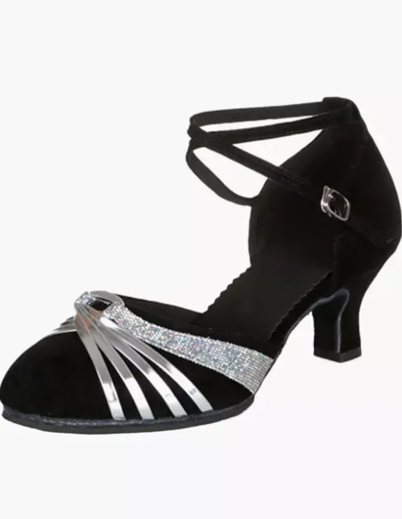 Chaussures de latine à talons épais semelle souple