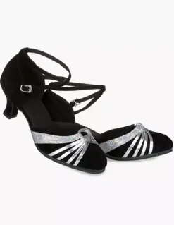 Chaussures de latine à talons épais semelle souple