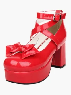 Chaussures de lolita noires à talons épais Déguisements Halloween
