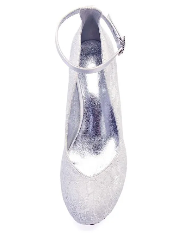 Chaussures de Mariage 2026 Blanc Detelle Bout Rond Sangle de Cheville Chaussures de Mariée