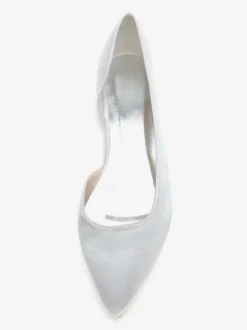 Chaussures de Mariage 2026 Ivoire Satin Bout ouvert Escarpins Plat Chaussures de Mère