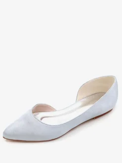 Chaussures de Mariage 2026 Ivoire Satin Bout ouvert Escarpins Plat Chaussures de Mère