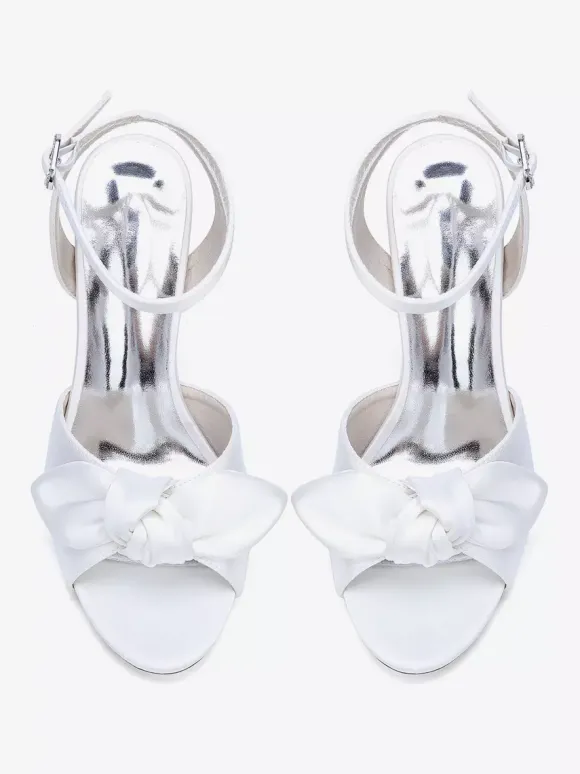 Chaussures de mariage à talons hauts avec n艙ud en satin