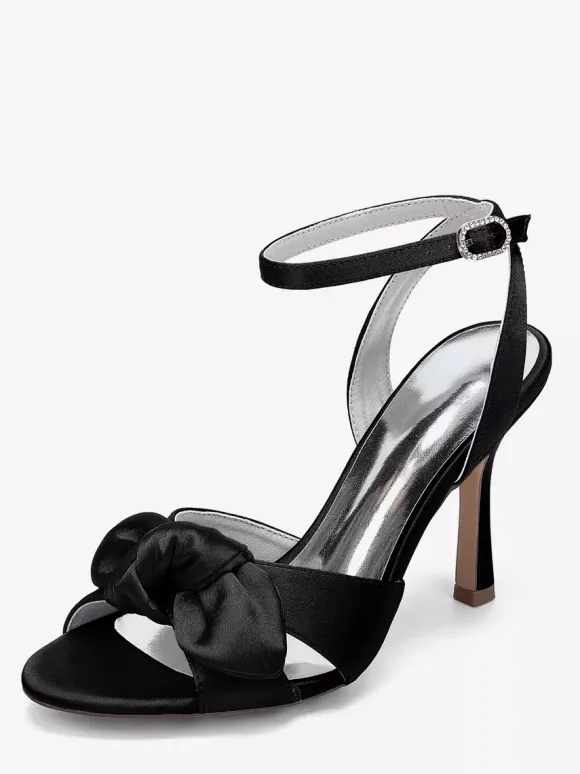 Chaussures de mariage à talons hauts avec n艙ud en satin