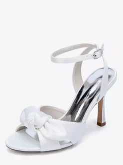 Chaussures de mariage à talons hauts avec n艙ud en satin