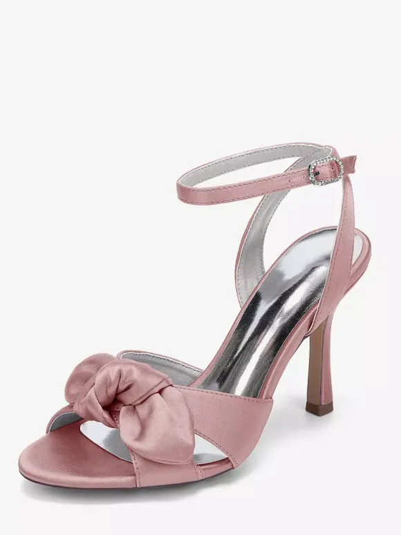 Chaussures de mariage à talons hauts avec n艙ud en satin