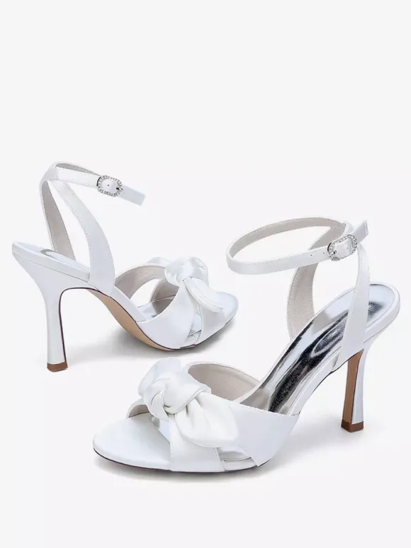 Chaussures de mariage à talons hauts avec n艙ud en satin