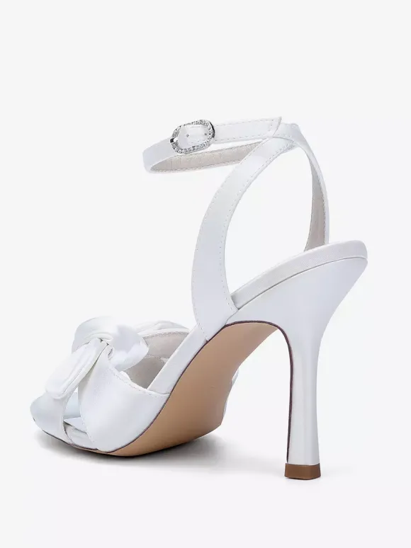 Chaussures de mariage à talons hauts avec n艙ud en satin