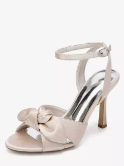 Chaussures de mariage à talons hauts avec n艙ud en satin