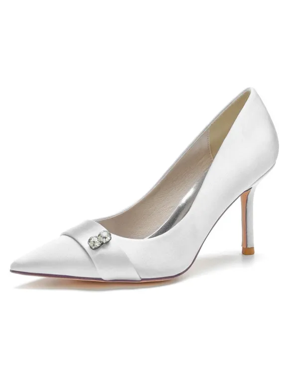 Chaussures de Mariage à Talons Hauts Femme avec Bout Pointu en Paillettes Unicolore