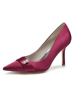 Chaussures de Mariage à Talons Hauts Femme avec Bout Pointu en Paillettes Unicolore