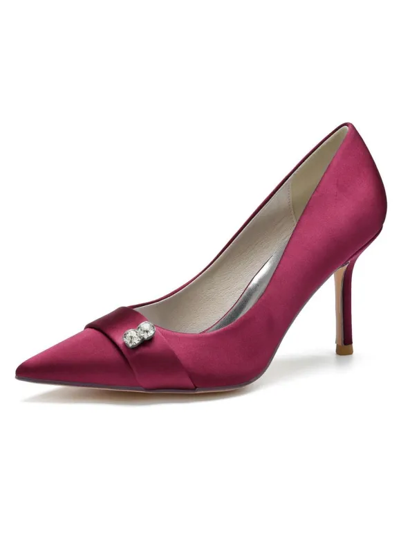 Chaussures de Mariage à Talons Hauts Femme avec Bout Pointu en Paillettes Unicolore