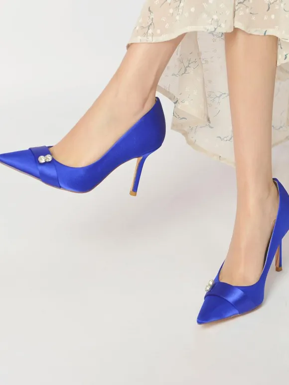 Chaussures de Mariage à Talons Hauts Femme avec Bout Pointu en Paillettes Unicolore