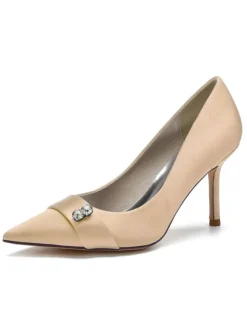 Chaussures de Mariage à Talons Hauts Femme avec Bout Pointu en Paillettes Unicolore