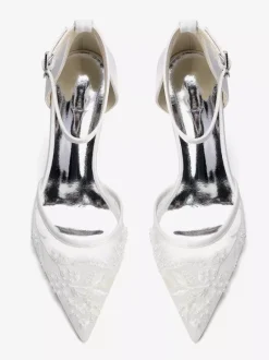 Chaussures de mariage à talons carrés bout pointu talons hauts perlés