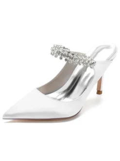 Chaussures de Mariage à Talons Hauts Femme avec Bout Pointu en Paillettes Unicolore