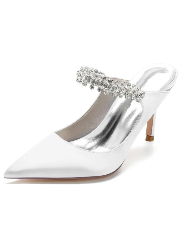 Chaussures de Mariage à Talons Hauts Femme avec Bout Pointu en Paillettes Unicolore