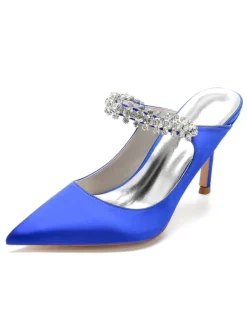 Chaussures de Mariage à Talons Hauts Femme avec Bout Pointu en Paillettes Unicolore