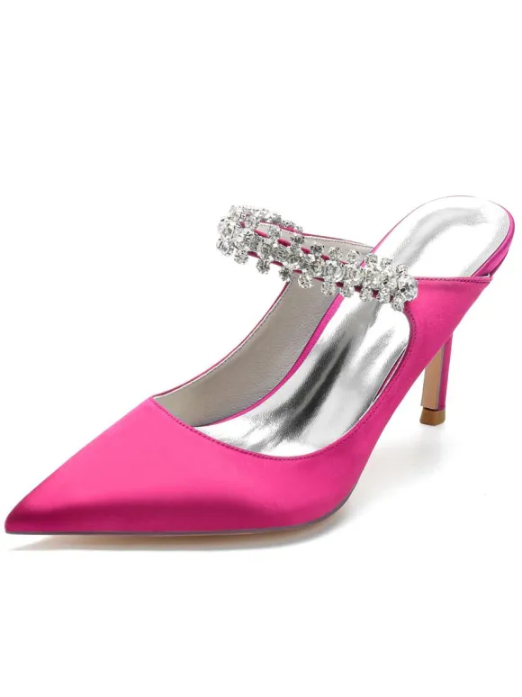 Chaussures de Mariage à Talons Hauts Femme avec Bout Pointu en Paillettes Unicolore