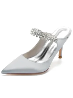 Chaussures de Mariage à Talons Hauts Femme avec Bout Pointu en Paillettes Unicolore